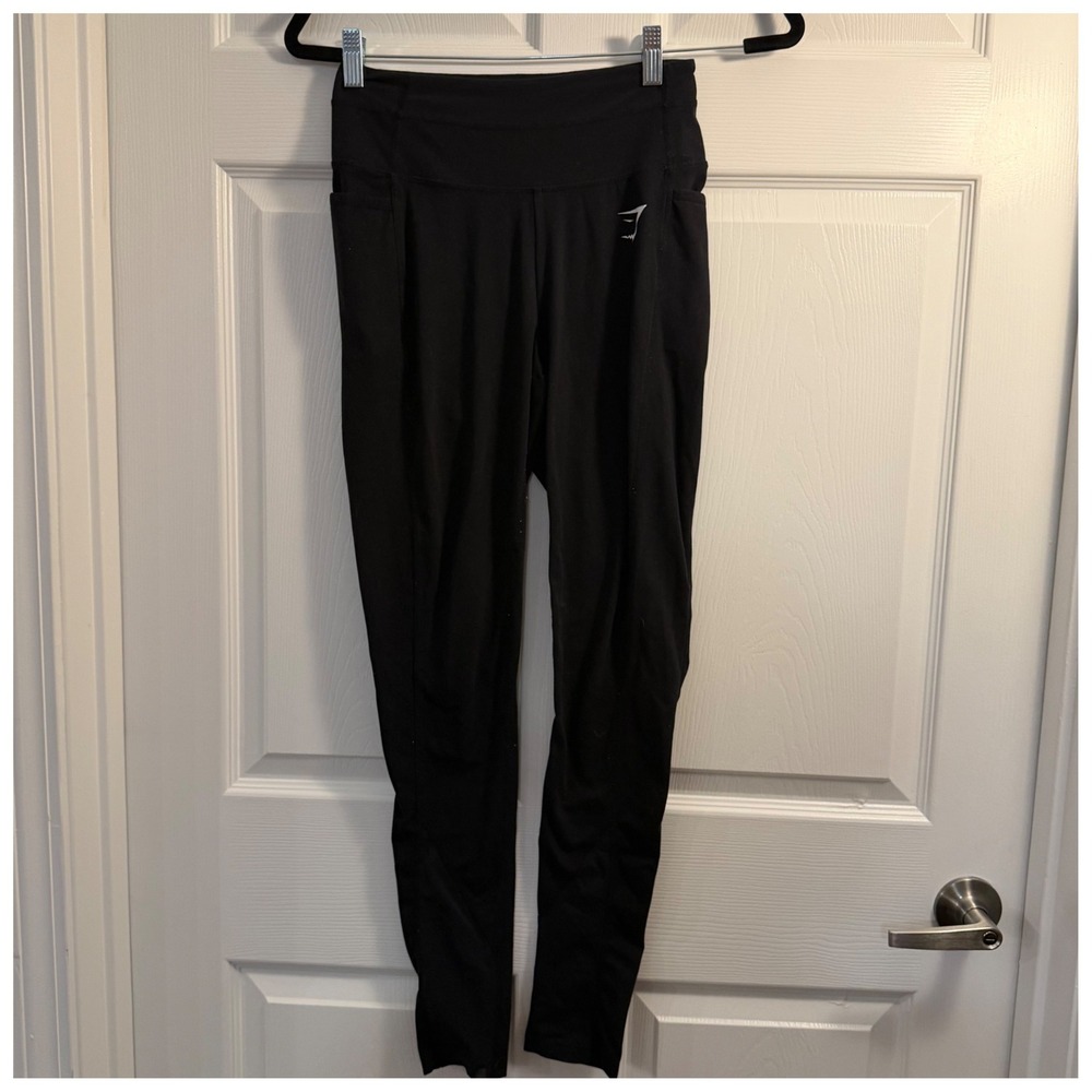 Gymshark Leggings Black Small‎ High Waisted Pockets Athleisure Gym Workout